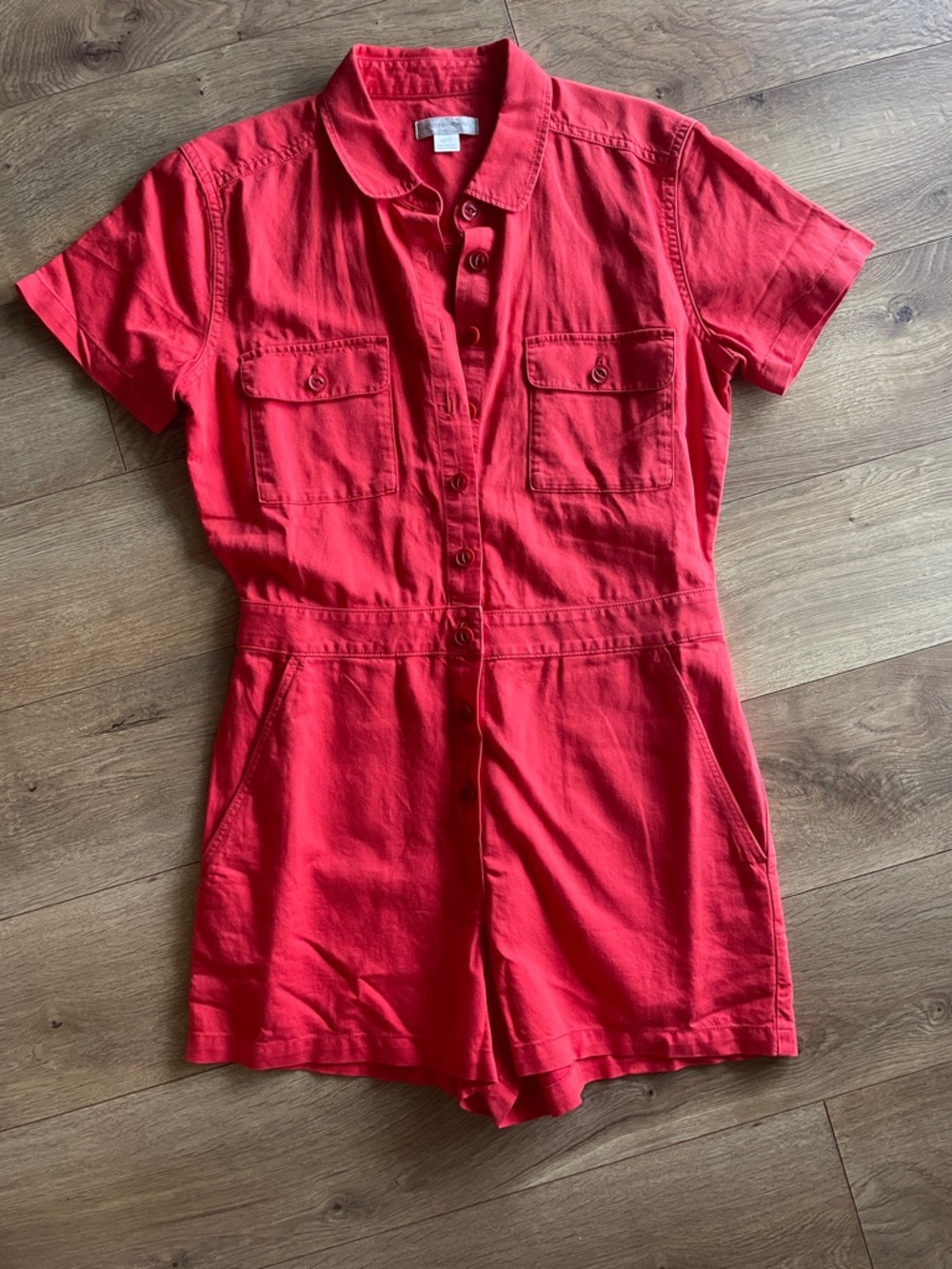 Outerknown Red Short-Sleeve Utility Romper